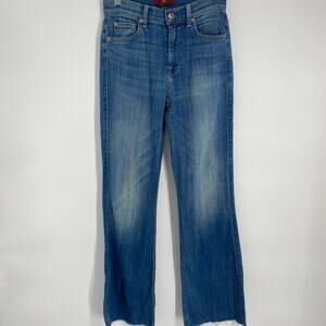 7 For All Mankind Women’s 26 The Ginger Mid Rise Raw Hem Flare Leg